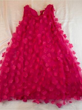 Girls Pink Party Dress By Kensie Girl Size 8 with Pink Flowers - (502)